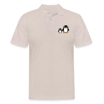 2 pingouins papa maman enfant bébé mains tenant mignon - Polo Homme - beige - Devant - Nico (186cm)