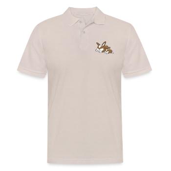 2 bunnies sleeping dad mom child mother lying tired - Men's Polo Shirt - beige - Front - Nico (186cm)