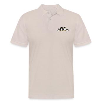 4 pingouins papa maman deux enfants bébé mains tenant - Polo Homme - beige - Devant - Nico (186cm)