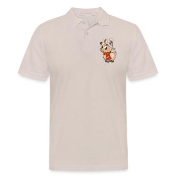 Cute goat with scarf and bobble hat. - Men's Polo Shirt - beige - Front - Nico (186cm)