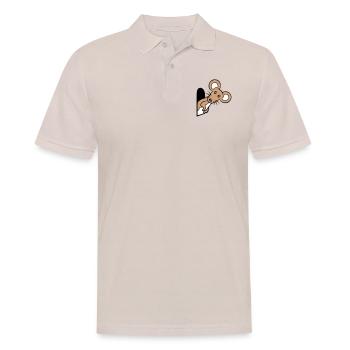 Maus Wand Loch Mauseloch Guckt Süß Lustig Comic - Männer Poloshirt - Beige - Vorne - Nico (186cm)