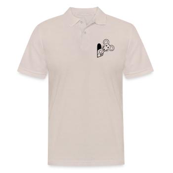 Maus Wand Loch Mauseloch Guckt Süß Lustig Comic - Männer Poloshirt - Beige - Vorne - Nico (186cm)