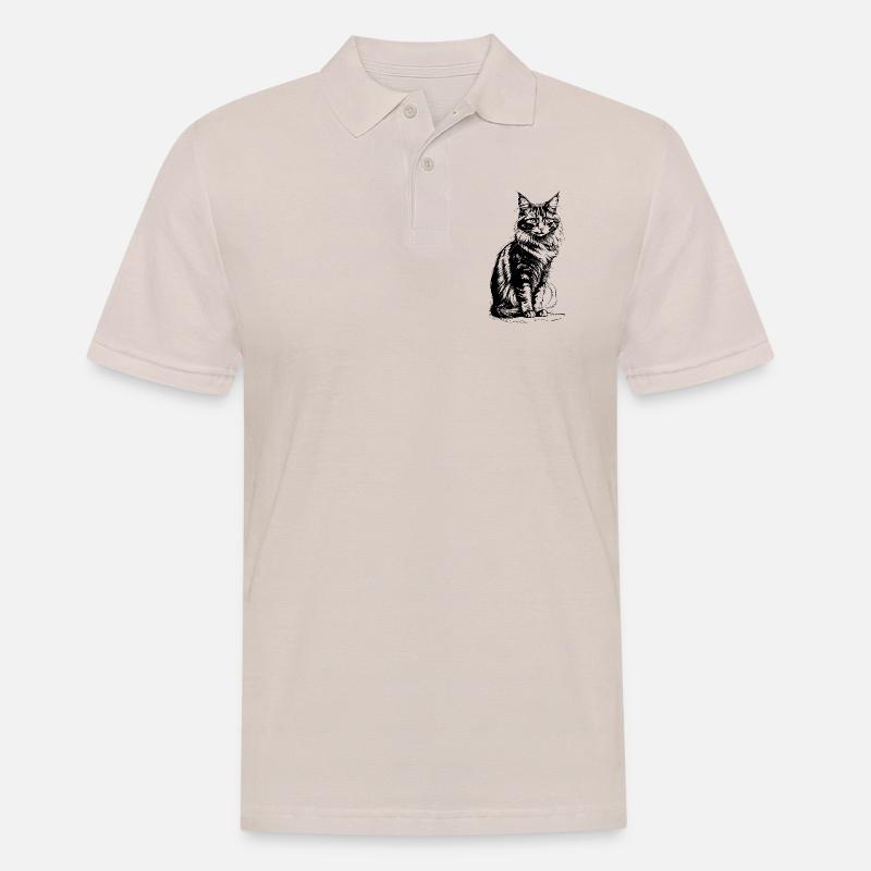 Stolze Katze schwarz-weiß - Männer Poloshirt - Beige