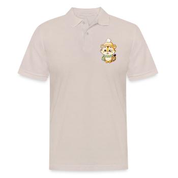 Tigre mignon avec écharpe et chapeau à pompon. - Polo Homme - beige - Devant - Nico (186cm)