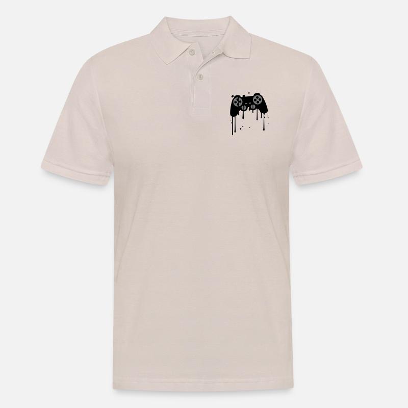 controller graffiti tropfen klex farbe spritzer - Männer Poloshirt - Beige
