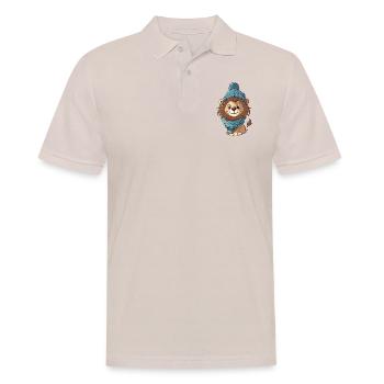 Cute lion with scarf and bobble hat. - Men's Polo Shirt - beige - Front - Nico (186cm)