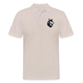 Schwarzer Wolf Wolfportrait. Wolfdesign - Männer Poloshirt - Beige - Vorne - Nico (186cm)