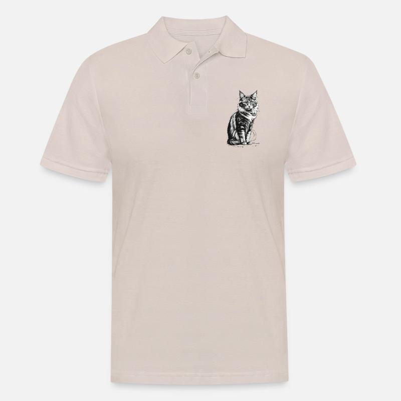 Edle Katze sitzend - Männer Poloshirt - Beige
