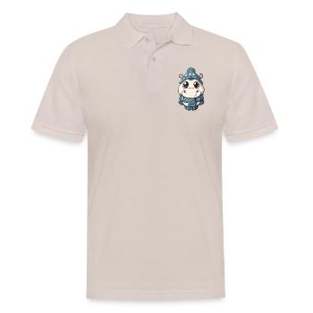 Niedliches Nilpferd mit Schal und Pudelmütze. - Männer Poloshirt - Beige - Vorne - Nico (186cm)