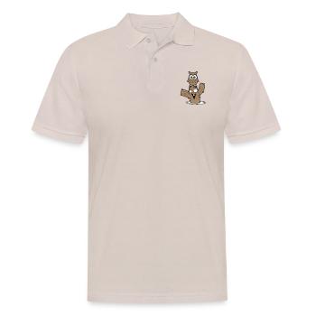 Owl Cactus Desert 2 Friends Happy Team Cartoon - Men's Polo Shirt - beige - Front - Nico (186cm)