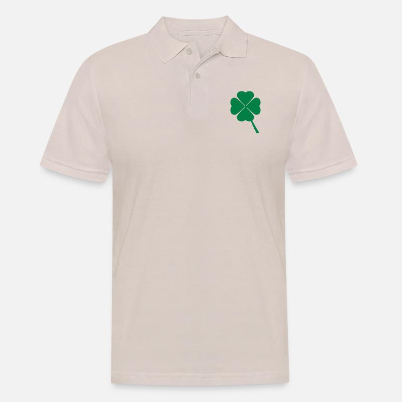 Kleeblatt mit 4 Blättern - Männer Poloshirt - Beige
