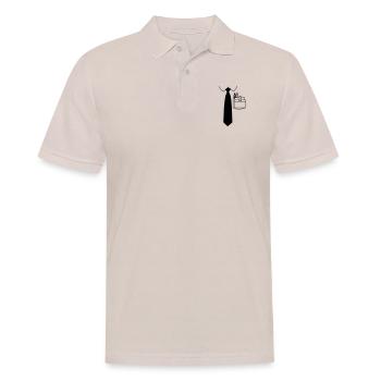 Hemd Krawatte und Namensschild für den Wunschnamen - Männer Poloshirt - Beige - Vorne - Nico (186cm)