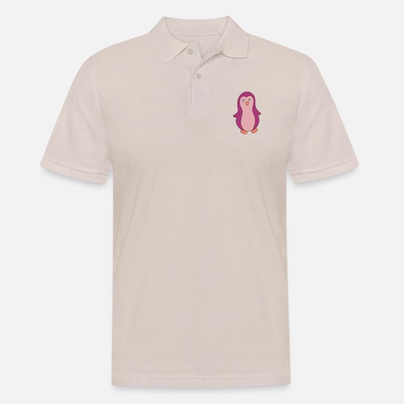 pinguin pink - Männer Poloshirt - Beige