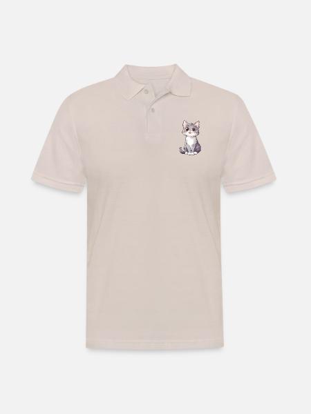 Süße Katze Kind Geburtstag - Männer Poloshirt - Beige