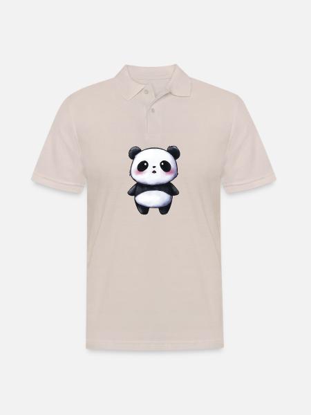 bébé panda mignon, style chibi - Polo Homme - beige