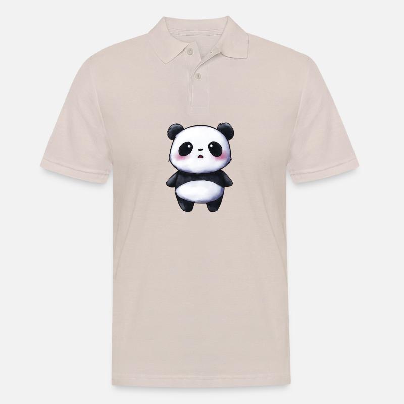 bébé panda mignon, style chibi - Polo Homme - beige