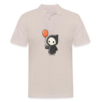 Sensenmann und Luftballon, lustiges Skelett Halloween - Männer Poloshirt - Beige - Vorne - Nico (186cm)