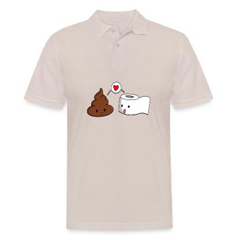 humour toilettes, cadeau wc drôle - Polo Homme - beige - Devant - Nico (186cm)