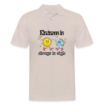 Kindness Is Always in Style – Earth & Sun Cartoon - Männer Poloshirt - Beige - Vorne - Nico (186cm)