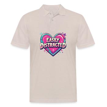 Facilement distrait - Conception de cœur rétro - Polo Homme - beige - Devant - Nico (186cm)