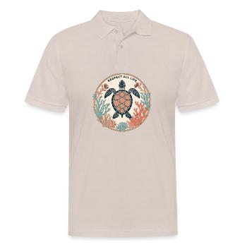 All Life – Retro Turtle & CoralRespect - Men's Polo Shirt - beige - Front - Nico (186cm)