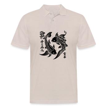Koi Yin Yang – Tribal Style - Men's Polo Shirt - beige - Front - Nico (186cm)