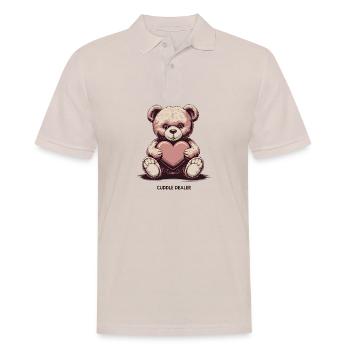 Cuddle Dealer – Teddy mit Herz - Männer Poloshirt - Beige - Vorne - Nico (186cm)