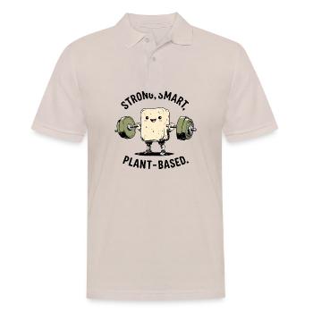 Strong Smart Plant-Based – Lustiger Tofu - Männer Poloshirt - Beige - Vorne - Nico (186cm)