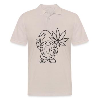 Süßer Hanf Gnom/Zwerg mit Cannabisblatt - Männer Poloshirt - Beige - Vorne - Nico (186cm)
