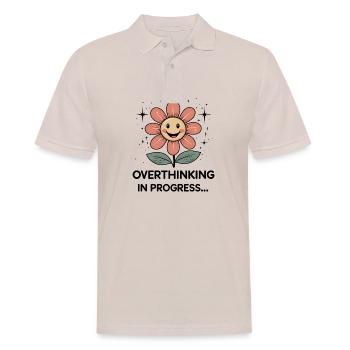 Overthinking in Progress – Retro Blume Cartoon - Männer Poloshirt - Beige - Vorne - Nico (186cm)