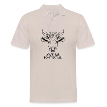 Love Me, Don’t Eat Me – Kuh mit Blumen - Männer Poloshirt - Beige - Vorne - Nico (186cm)