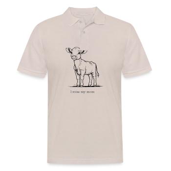 Veau minimaliste – « Ma maman me manque » - Polo Homme - beige - Devant - Nico (186cm)