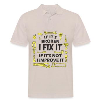 If It’s Broken, I Fix It - DIY Enthusiast Quote - Men's Polo Shirt - beige - Front - Nico (186cm)