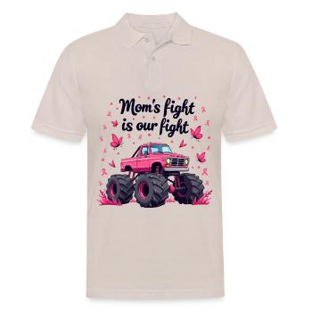 Mom’s Fight Is Our Fight - Breast Cancer Awareness - Men's Polo Shirt - beige - Front - Nico (186cm)
