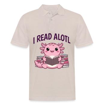 Ich lese Alotl - Süßer Axolotl Bücherwurm - Männer Poloshirt - Beige - Vorne - Nico (186cm)