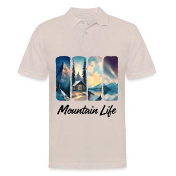 Mountain View with Forest Cabin and Lake - Men's Polo Shirt - beige - Front - Nico (186cm)