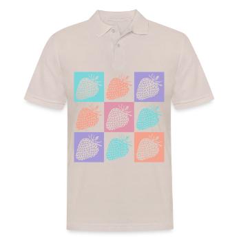 Erdbeeren Bunte Sommerfarben - Männer Poloshirt - Beige - Vorne - Nico (186cm)