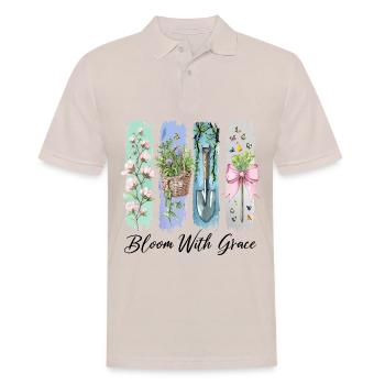 Blühe mit Anmut Gartenblumen Kunst - Männer Poloshirt - Beige - Vorne - Nico (186cm)