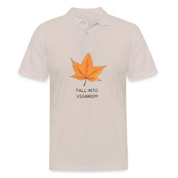 Fall Into Veganism – Autumn Leaf Design - Men's Polo Shirt - beige - Front - Nico (186cm)