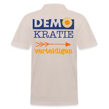 Boussole « Défendre la démocratie » Boussole Bleu Orange Jaune - Polo Homme - beige - Dos - Nico (186cm)
