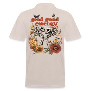 Skeleton Flowers - bonne énergie - Polo Homme - beige - Dos - Nico (186cm)