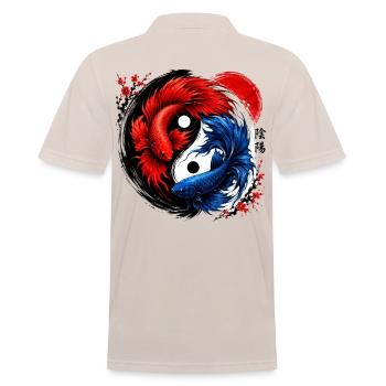 Yin Yang Betta Fish Red & Blue Harmony - Männer Poloshirt - Beige - Hinten - Nico (186cm)