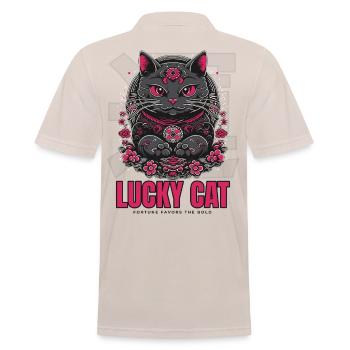 Lucky Cat Glückskatze Maneki Neko Pink - Men's Polo Shirt - beige - Back - Nico (186cm)