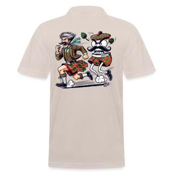 Schotte auf der Flucht vor einer Unterhose - Männer Poloshirt - Beige - Hinten - Nico (186cm)