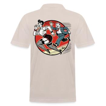 Parodie : Le bon vieux dessin animé : Un homme chasse une femme - Polo Homme - beige - Dos - Nico (186cm)