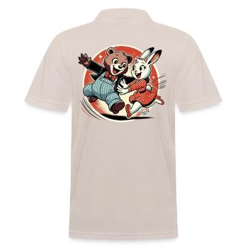 Bear and rabbit happily together - Men's Polo Shirt - beige - Back - Nico (186cm)