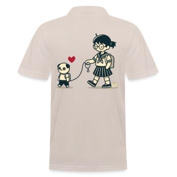 Otaku japonais marchant avec une écolière - Polo Homme - beige - Dos - Nico (186cm)