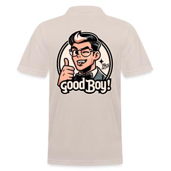 Attraktiver kluger Mann, Daumen hoch, Guter Junge! - Männer Poloshirt - Beige - Hinten - Nico (186cm)
