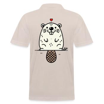Liebe Herz und lustiger Biber - Männer Poloshirt - Beige - Hinten - Nico (186cm)