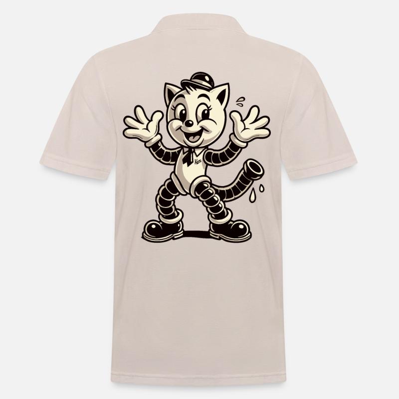 Retro Classic Rubberhose Cat - Männer Poloshirt - Beige